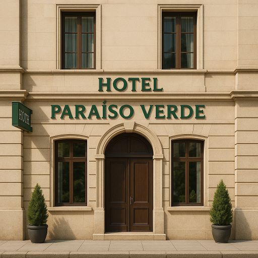 Entrada aconchegante do Hotel Paraíso Verde com jardins